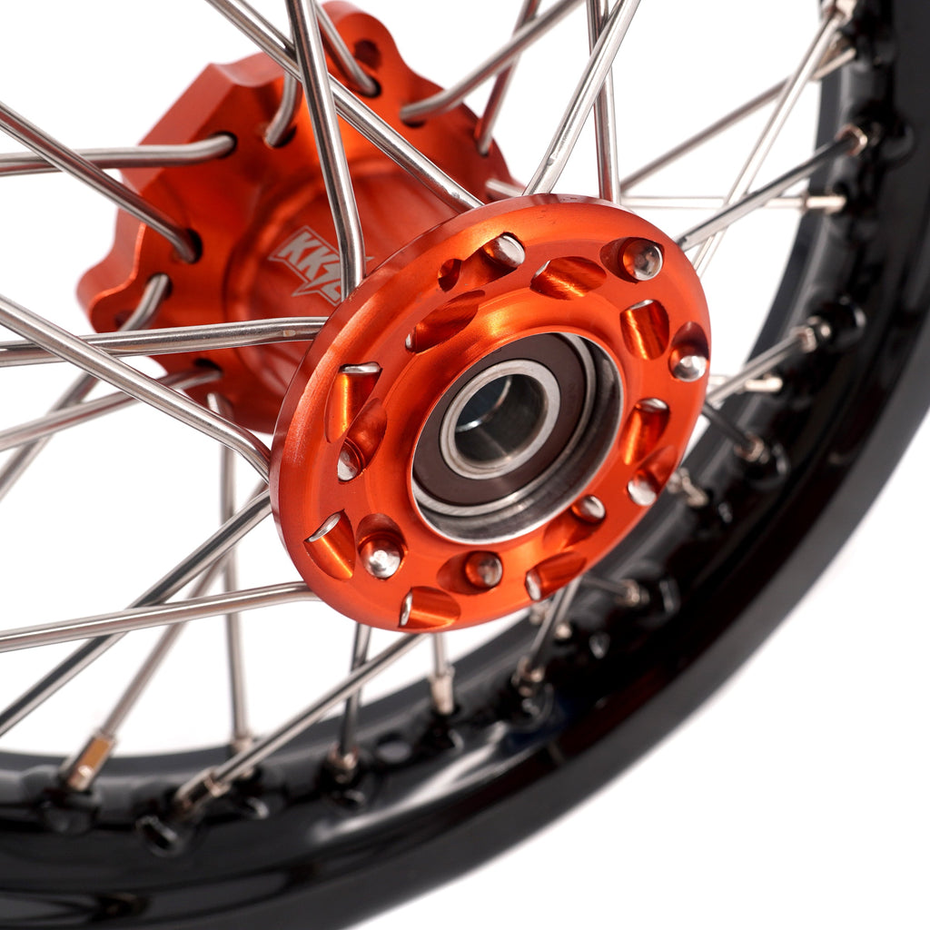 KKE 10/10 Small Kid's Wheels For KTM SX50 2014-2023 Mini Dirtbikes Orange Hub KKE Racing