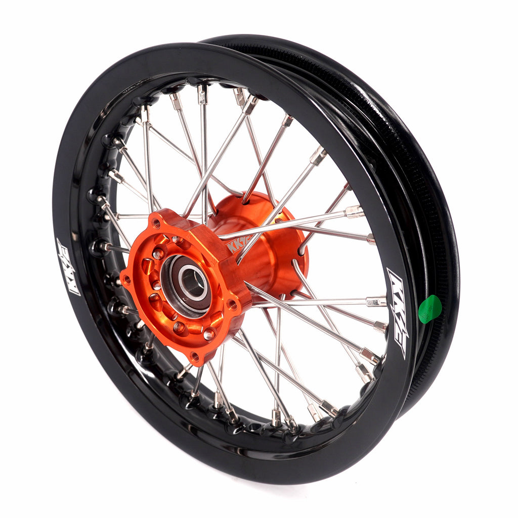 KKE 10/10 Small Kid's Wheels For KTM SX50 2014-2023 Mini Dirtbikes Orange Hub KKE Racing