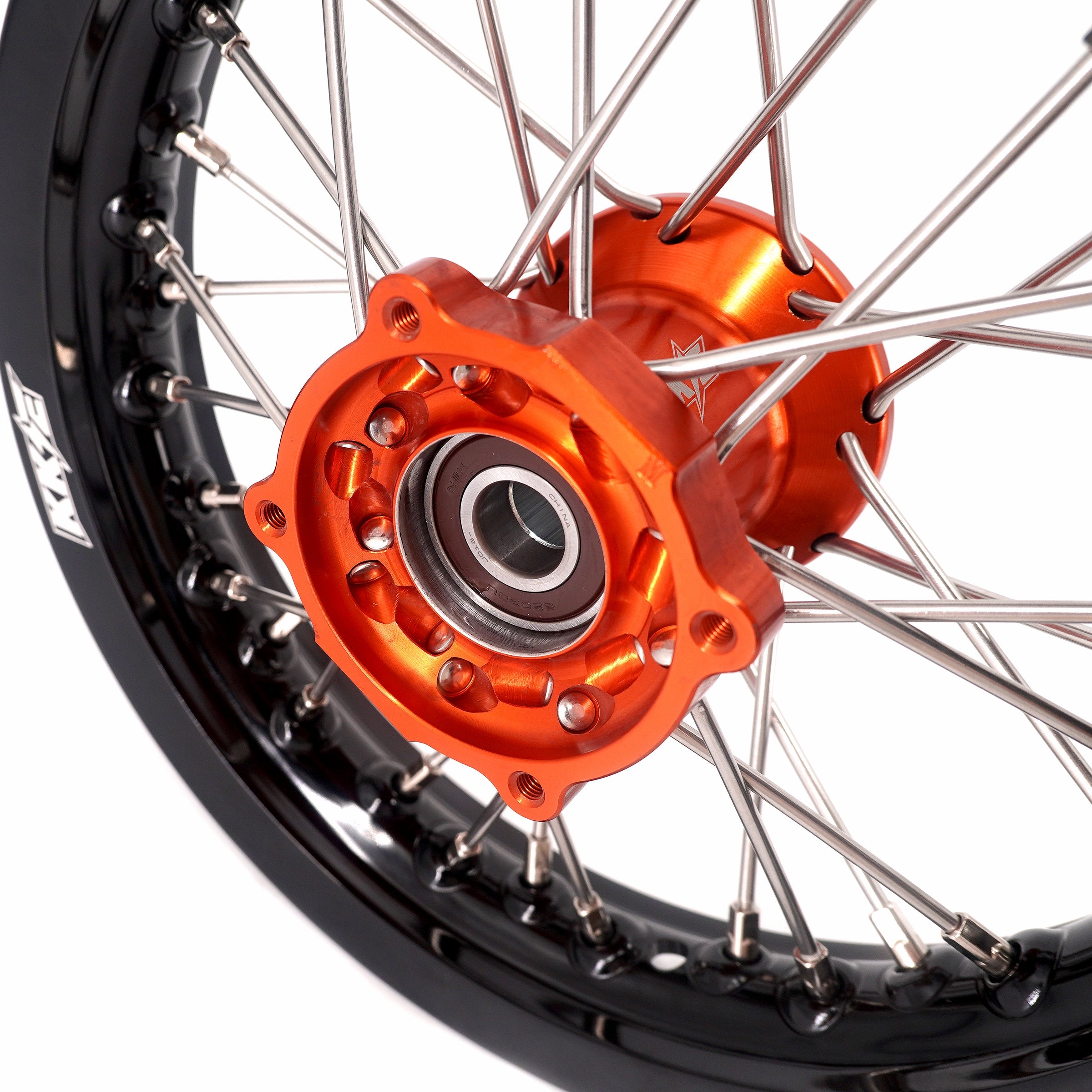 KKE 10/10 Small Kid's Wheels For KTM SX50 2014-2023 Mini Dirtbikes Orange Hub KKE Racing