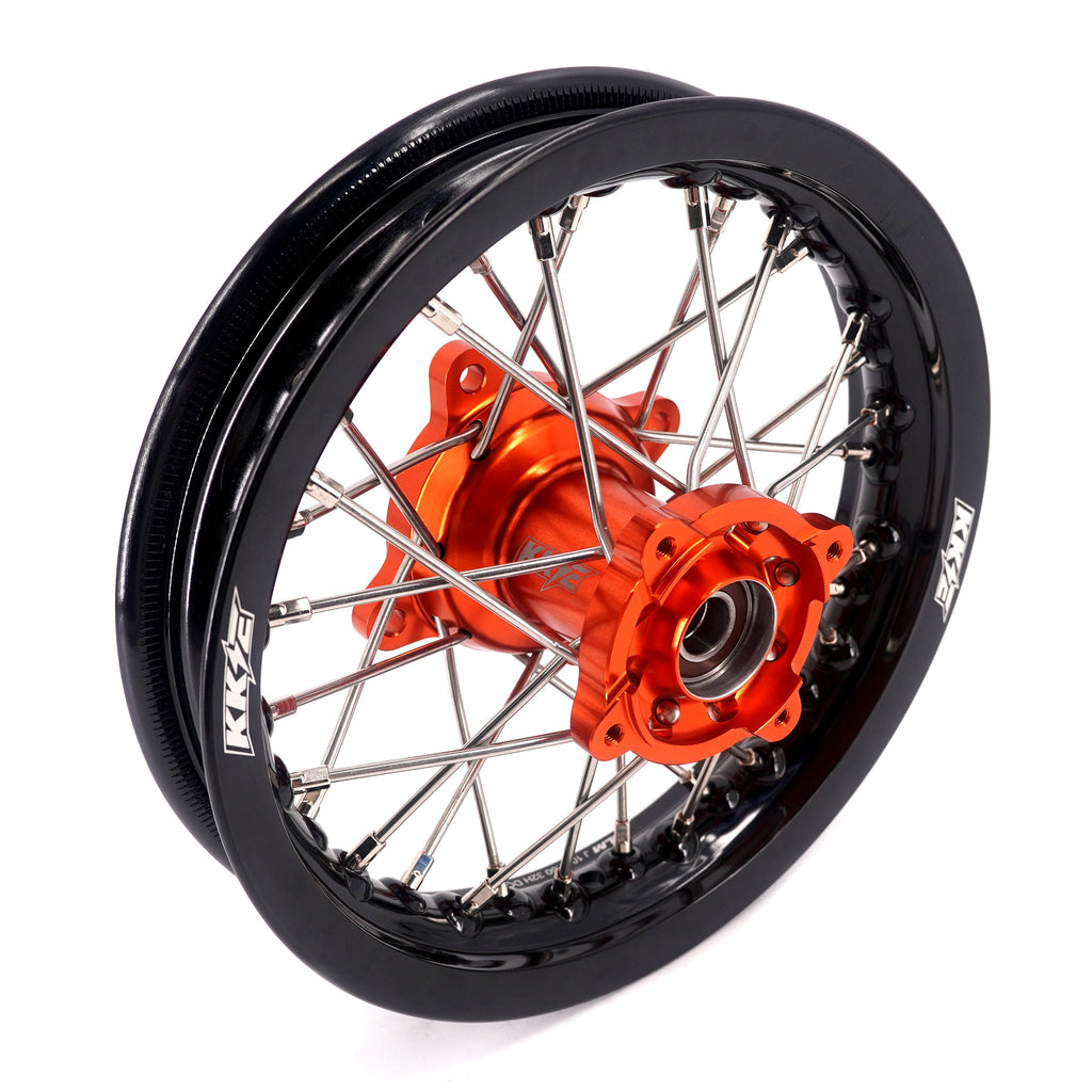 KKE 10/10 Small Kid's Wheels For KTM SX50 2014-2023 Mini Dirtbikes Orange Hub KKE Racing