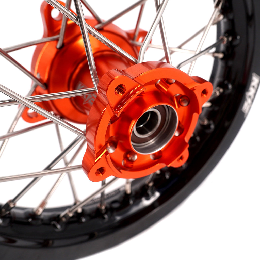KKE 10/10 Small Kid's Wheels For KTM SX50 2014-2023 Mini Dirtbikes Orange Hub KKE Racing