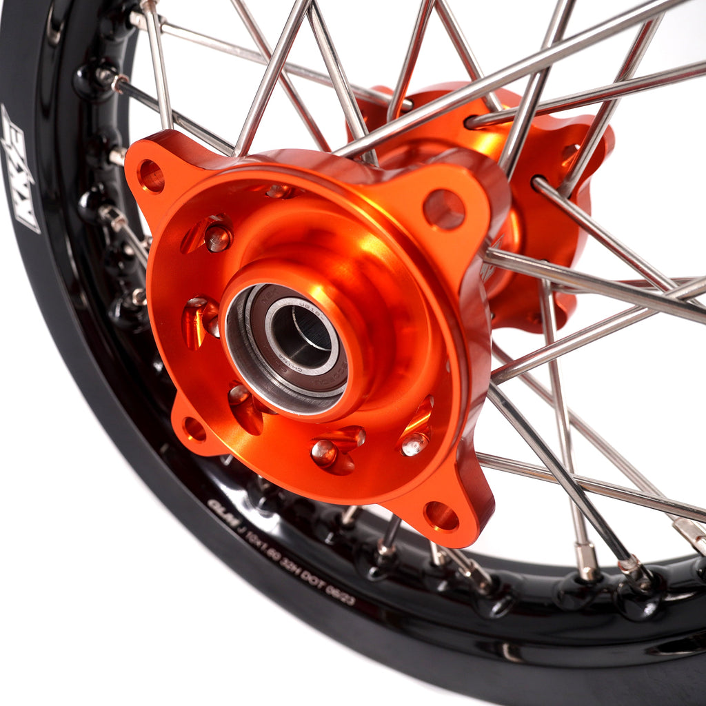 KKE 10/10 Small Kid's Wheels For KTM SX50 2014-2023 Mini Dirtbikes Orange Hub KKE Racing