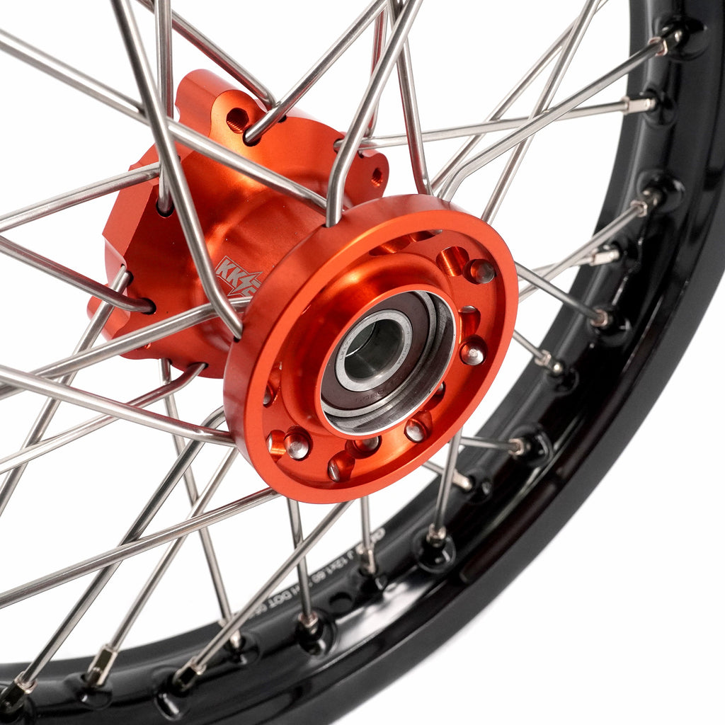KKE 12/10 Small Kid's Wheels For KTM SX50 2024-2025 Mini Dirtbikes Orange Hub KKE Racing