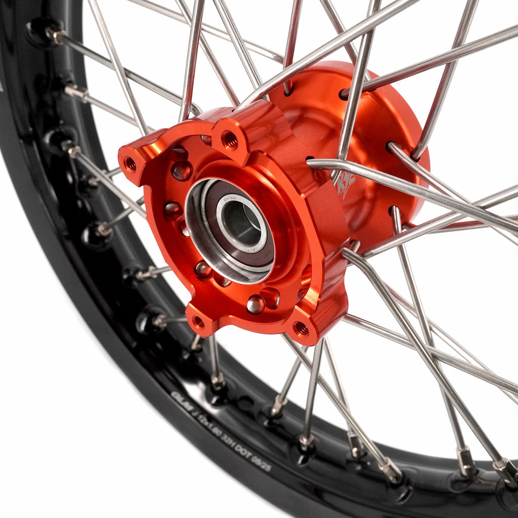 KKE 12/10 Small Kid's Wheels For KTM SX50 2024-2025 Mini Dirtbikes Orange Hub KKE Racing
