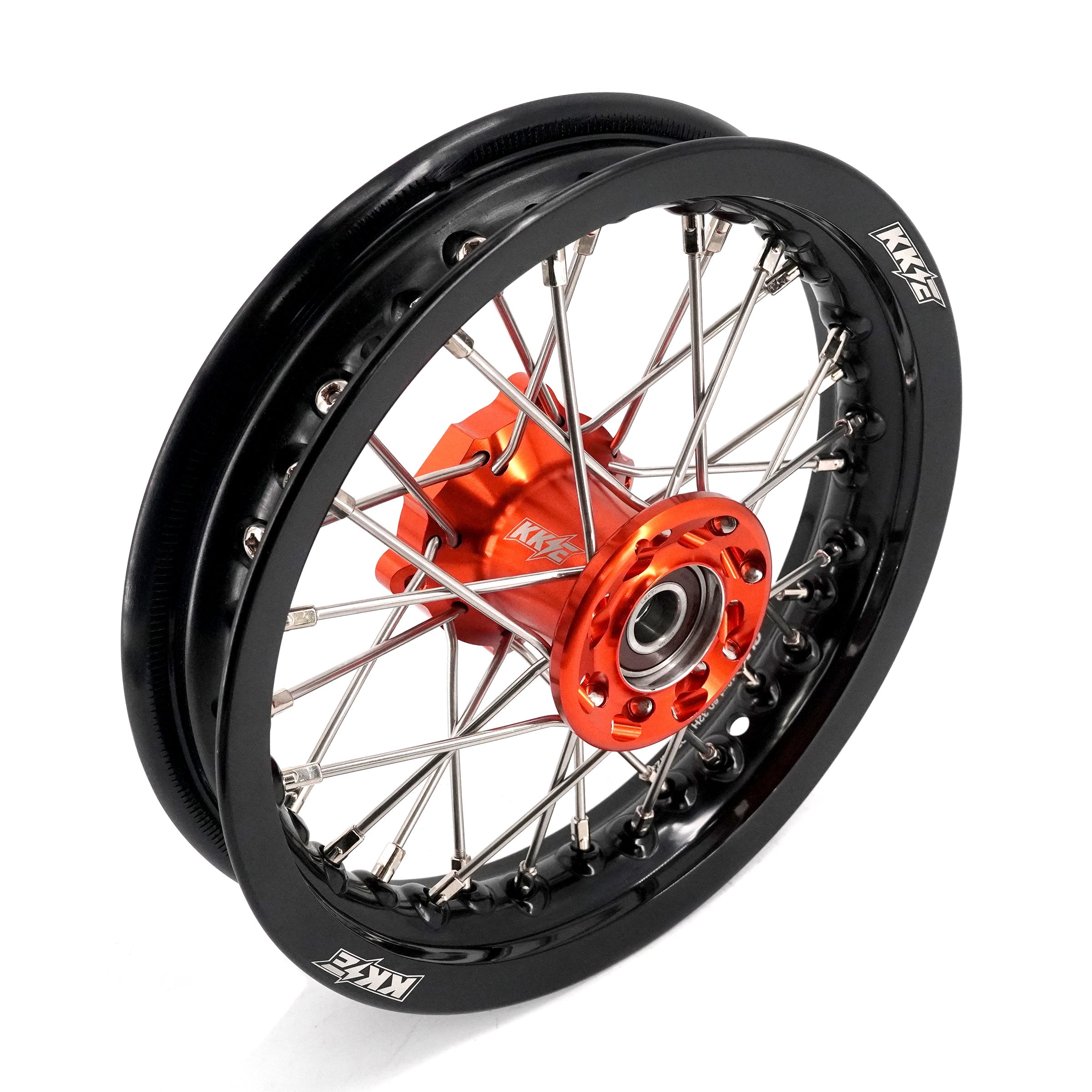 KKE 12/10 Small Kid's Wheels For KTM SX50 2024-2025 Mini Dirtbikes Orange Hub KKE Racing