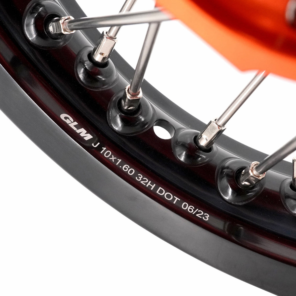 KKE 12/10 Small Kid's Wheels For KTM SX50 2024-2025 Mini Dirtbikes Orange Hub KKE Racing