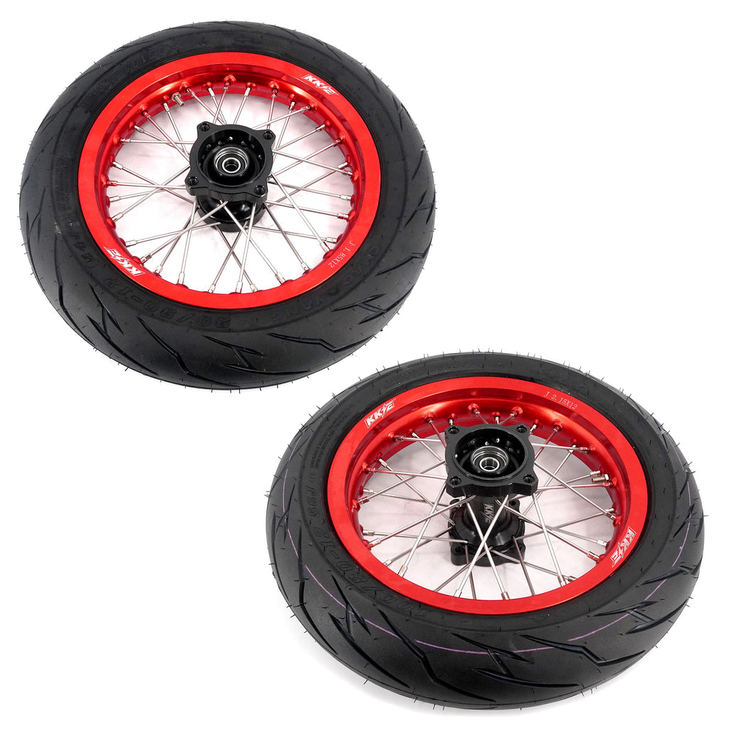 KKE 1.85*12'' & 2.15*12'' E-Bike Mini Wheels Kit with Tires Fit For Rawrr Mantis Mini 2024, Mini R/R17 2025-2026 Red Rims KKE Racing