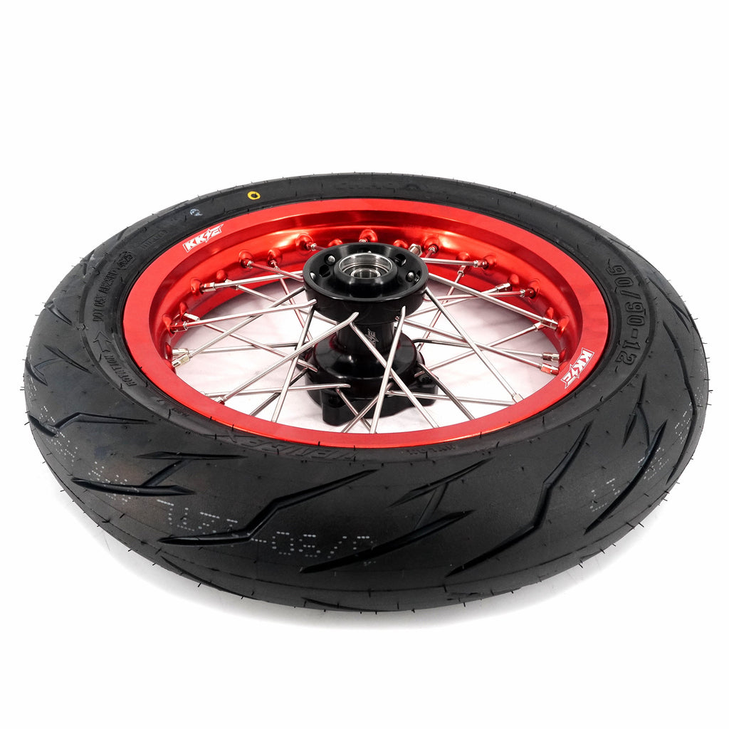 KKE 1.85*12'' & 2.15*12'' E-Bike Mini Wheels Kit with Tires Fit For Rawrr Mantis Mini 2024, Mini R/R17 2025-2026 Red Rims KKE Racing
