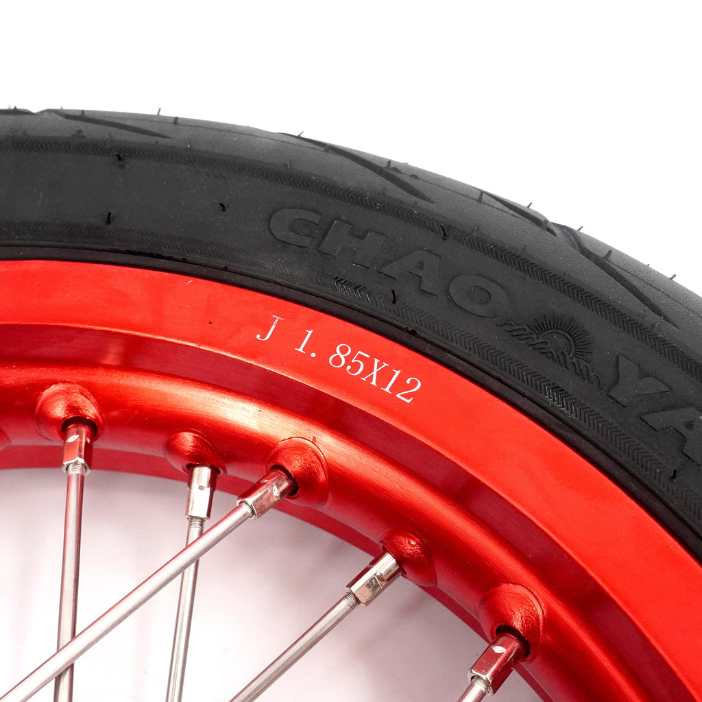 KKE 1.85*12'' & 2.15*12'' E-Bike Mini Wheels Kit with Tires Fit For Rawrr Mantis Mini 2024, Mini R/R17 2025-2026 Red Rims KKE Racing