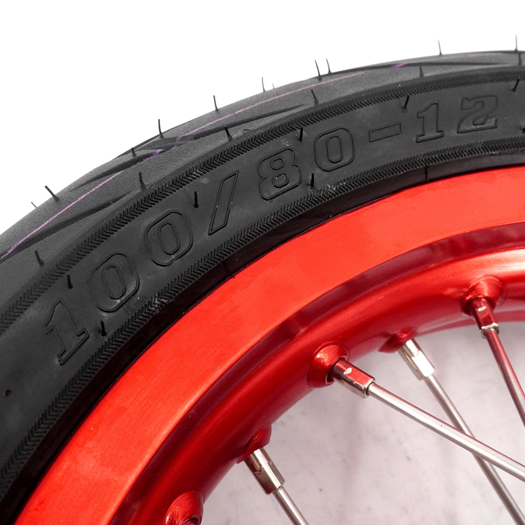 KKE 1.85*12'' & 2.15*12'' E-Bike Mini Wheels Kit with Tires Fit For Rawrr Mantis Mini 2024, Mini R/R17 2025-2026 Red Rims KKE Racing