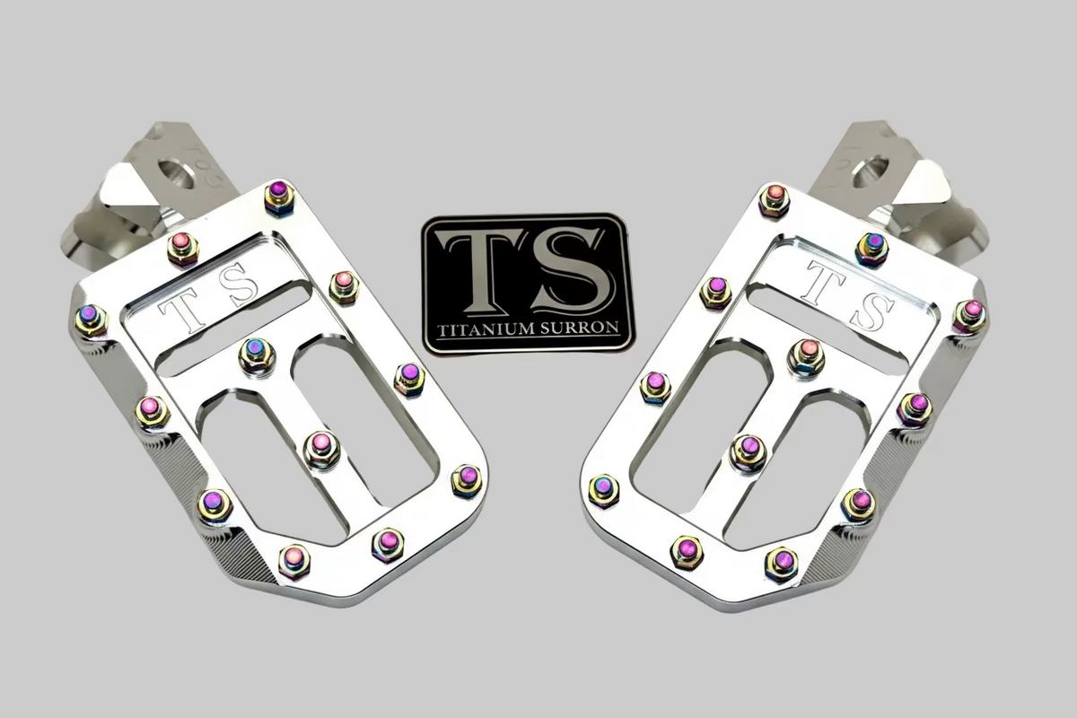TS Custom Foot Pegs w/ Titanium Grips for Surron and Most Light E-moto Titanium Surron