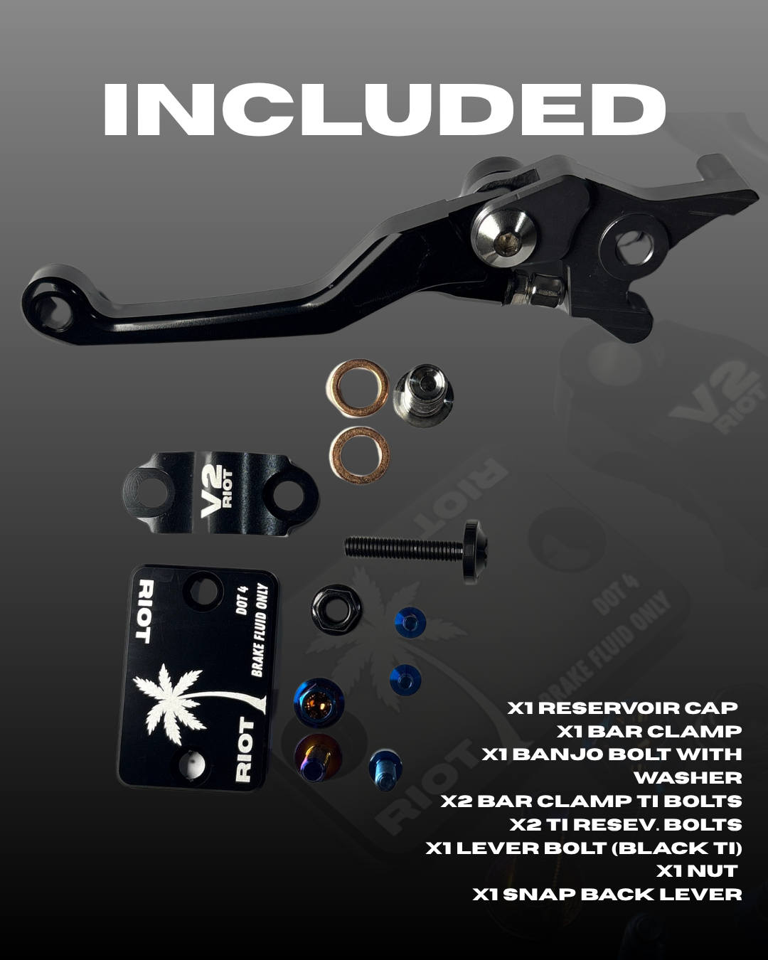 Master cylinder upgrade kit for black RiotRacing v1.5 master cylinder - Riot Racing