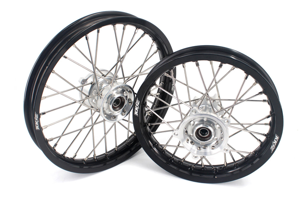 KKE 14 & 12 Small Kid's Wheels Rims Set for KTM 65 SX 2002-2024 GASGAS MC65 2021-2024 Silver&Black KKE Racing