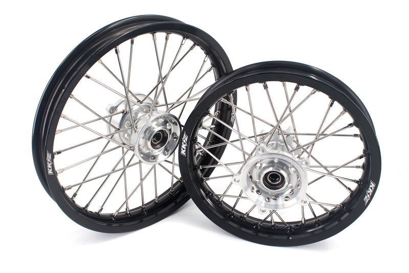 KKE 14 & 12 Small Kid's Wheels Rims Set for KTM 65 SX 2002-2024 GASGAS MC65 2021-2024 Silver&Black KKE Racing