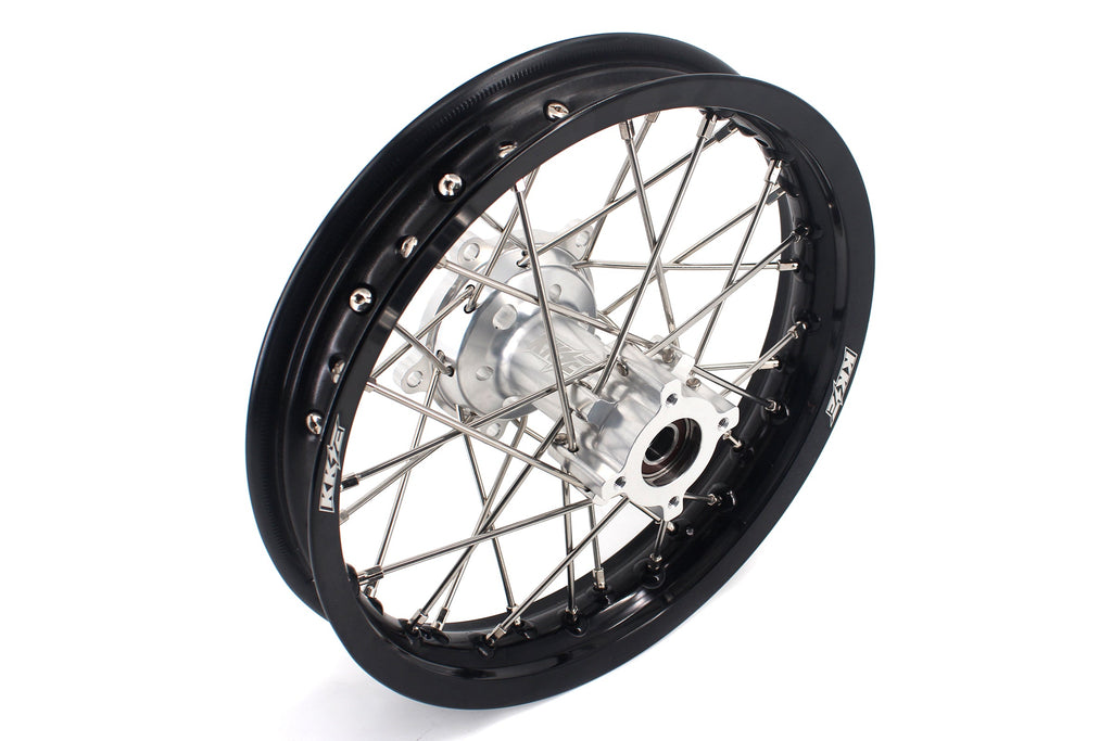 KKE 14 & 12 Small Kid's Wheels Rims Set for KTM 65 SX 2002-2024 GASGAS MC65 2021-2024 Silver&Black KKE Racing