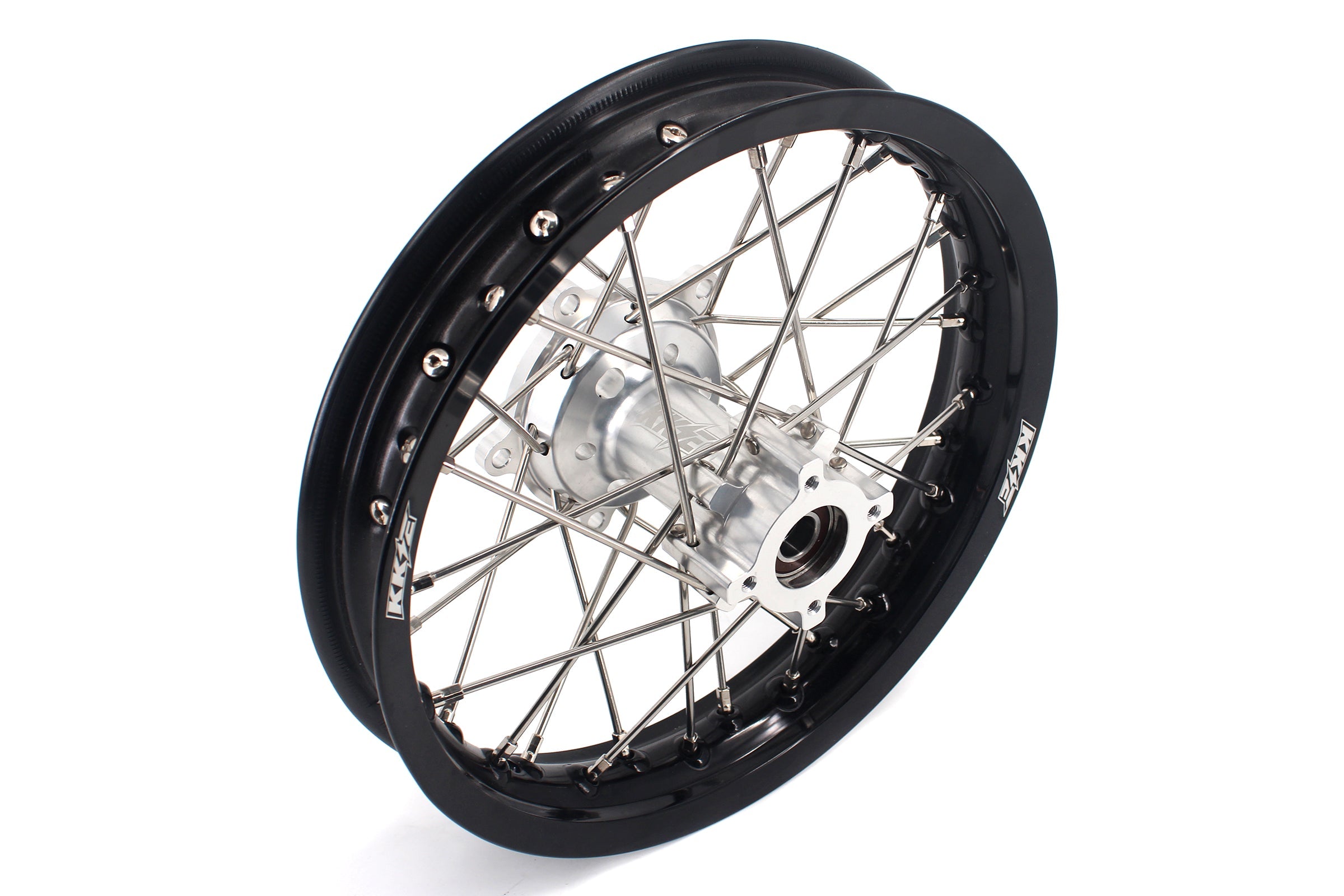 KKE 14 & 12 Small Kid's Wheels Rims Set for KTM 65 SX 2002-2024 GASGAS MC65 2021-2024 Silver&Black KKE Racing