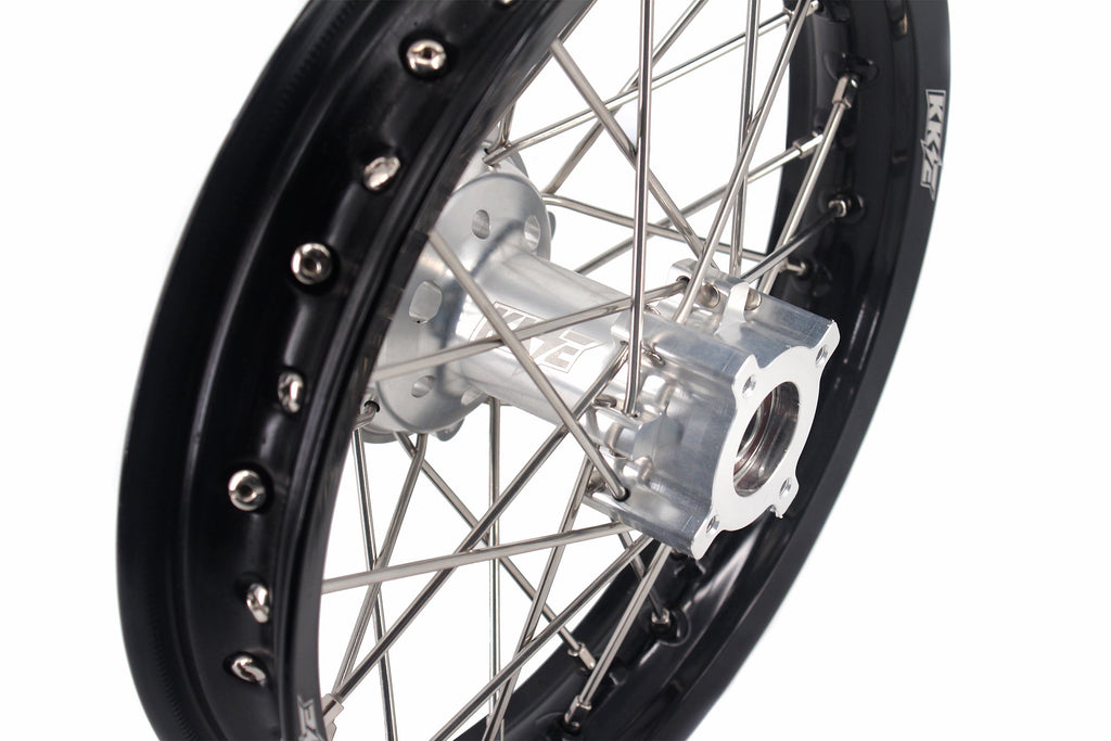 KKE 14 & 12 Small Kid's Wheels Rims Set for KTM 65 SX 2002-2024 GASGAS MC65 2021-2024 Silver&Black KKE Racing