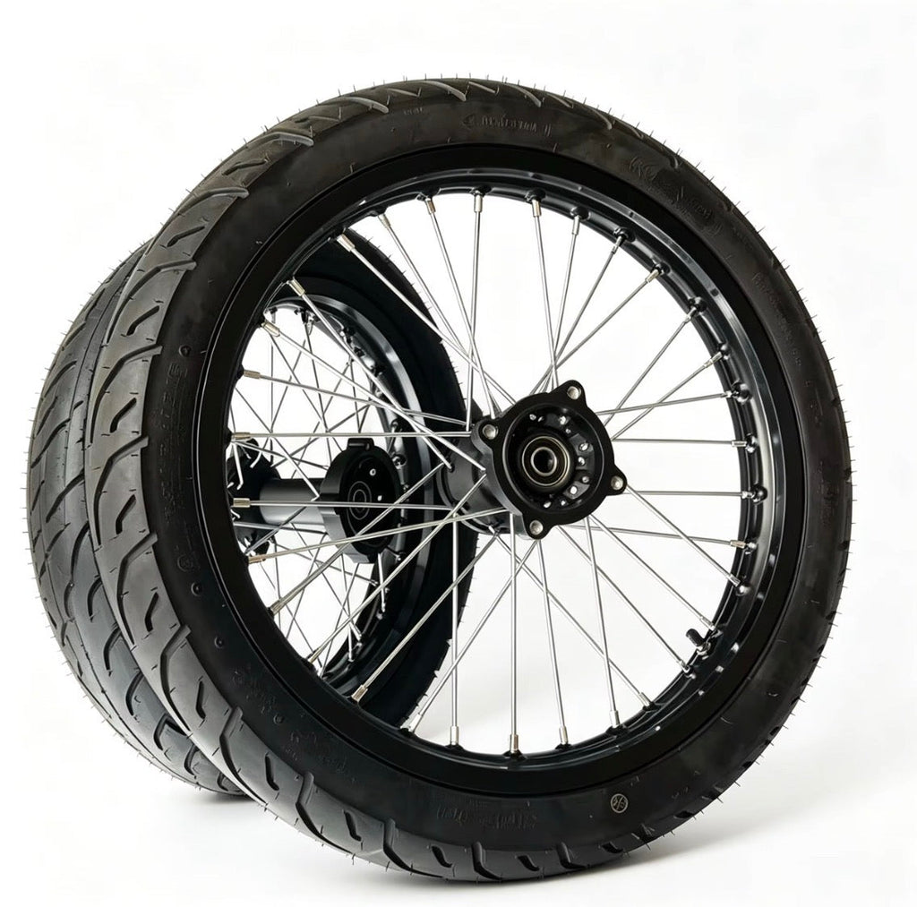 Chrome & Black 17/14 Supermoto Wheelsets - Strike/Yozma/Tuttio/Valintsu RonixMods