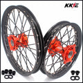 KKE 17 & 14 Small Kids Wheels Rims for KTM 85 SX 2021-2024 Orange Hub Black Spoke KKE Racing