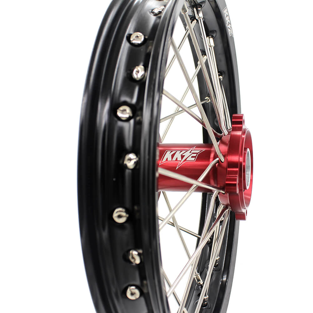 KKE 17 & 14 Kids Wheels for Honda CR80R CR80RB 1993-2002 CR85R CR85RB 2003-2008 Red Hub KKE Racing