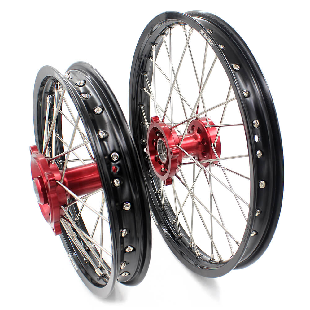 KKE 17 & 14 Kids Wheels for Honda CR80R CR80RB 1993-2002 CR85R CR85RB 2003-2008 Red Hub KKE Racing