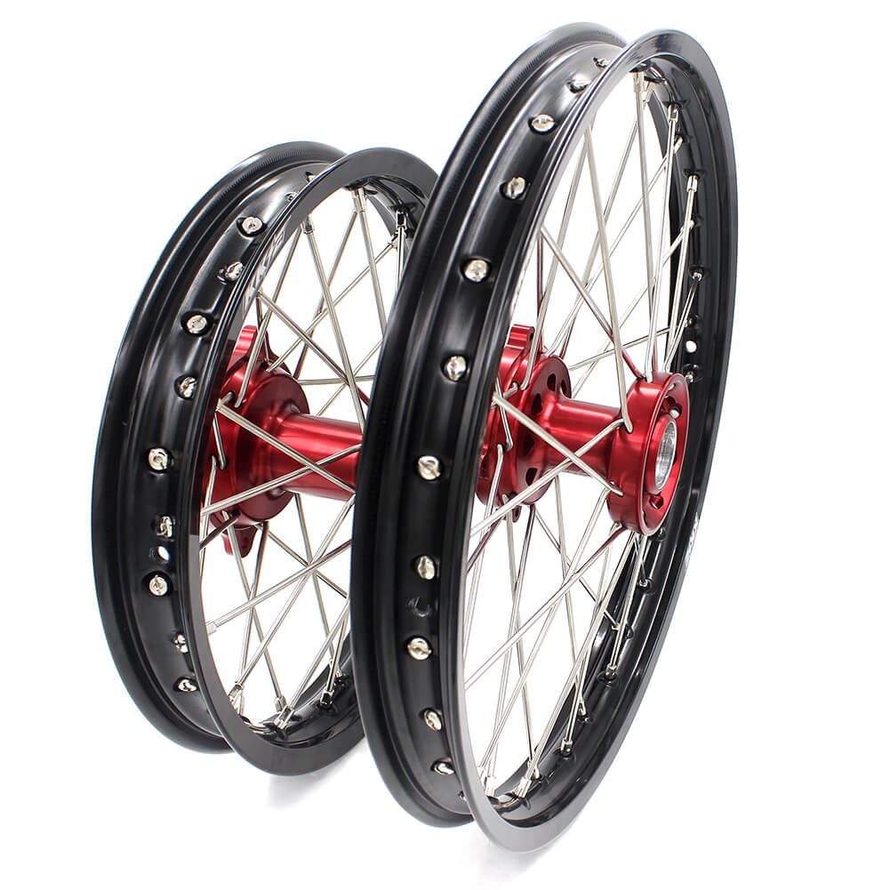 KKE 17 & 14 Kids Wheels for Honda CR80R CR80RB 1993-2002 CR85R CR85RB 2003-2008 Red Hub KKE Racing