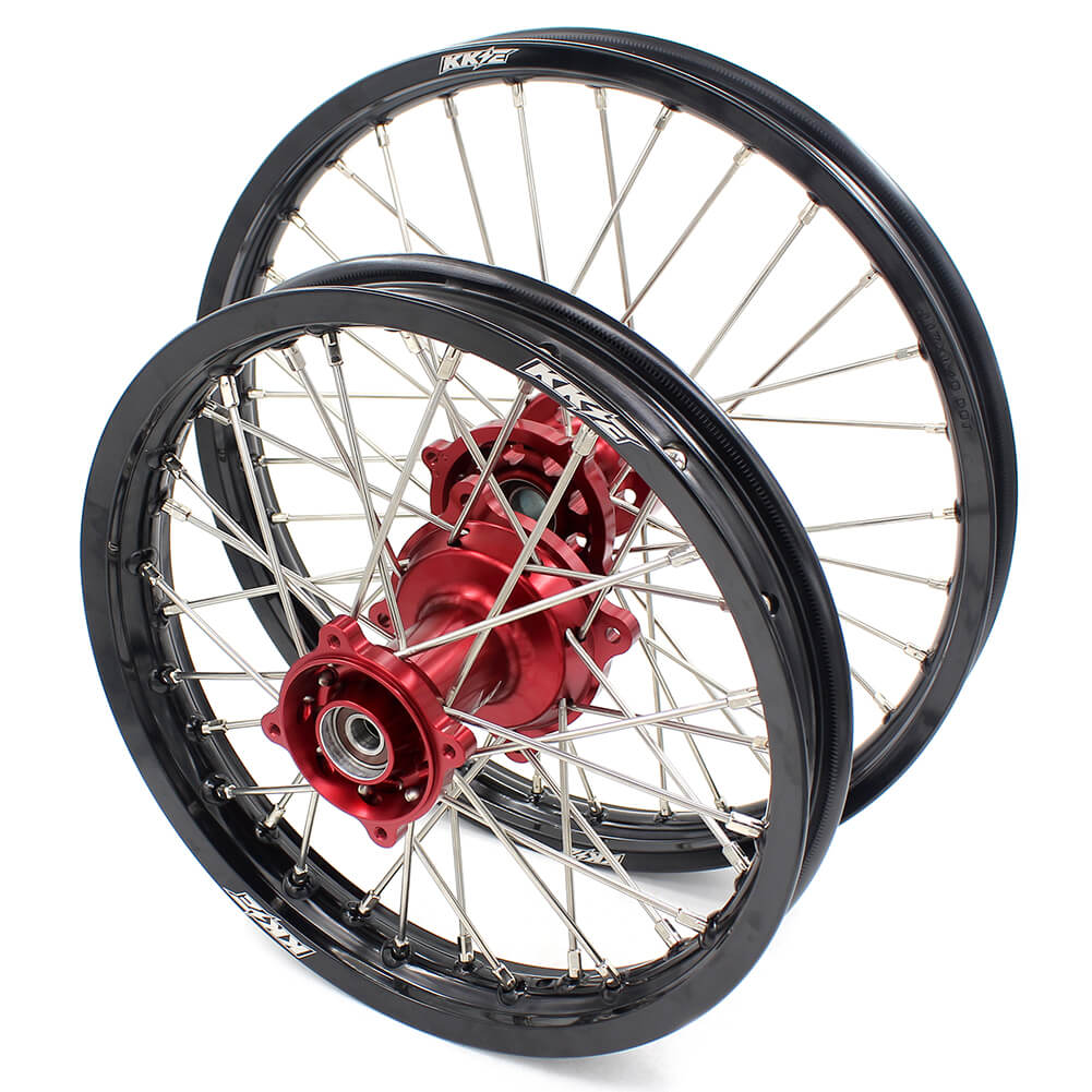 KKE 17 & 14 Kids Wheels for Honda CR80R CR80RB 1993-2002 CR85R CR85RB 2003-2008 Red Hub KKE Racing