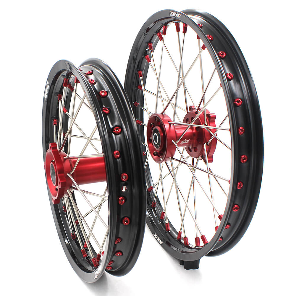 KKE 17 & 14 Kids Wheels Rims For HONDA CRF150R CRF150RB 2007-2025 Red Alloy Nipple KKE Racing