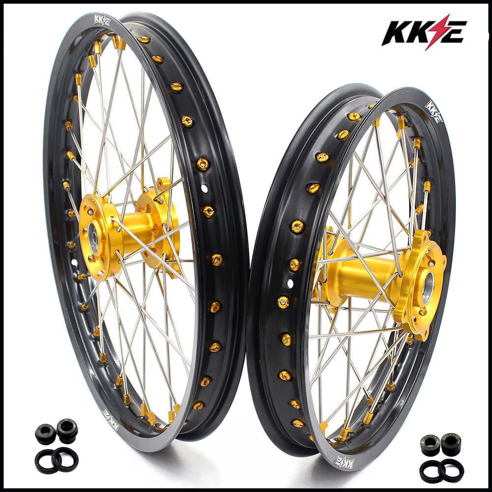 KKE 19 & 16 RM80 RM85 1993-2026 Kids Wheels for Suzuki Gold Nipple KKE Racing
