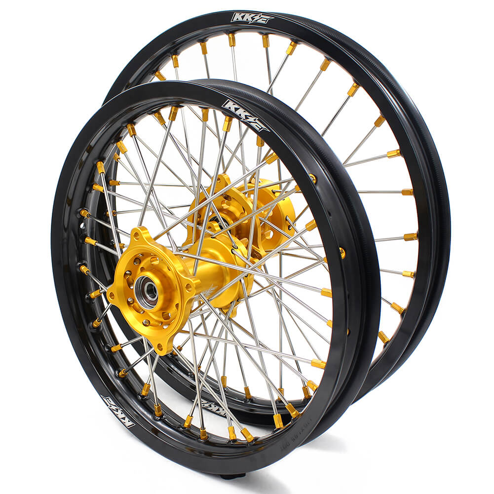 KKE 19 & 16 RM80 RM85 1993-2026 Kids Wheels for Suzuki Gold Nipple KKE Racing