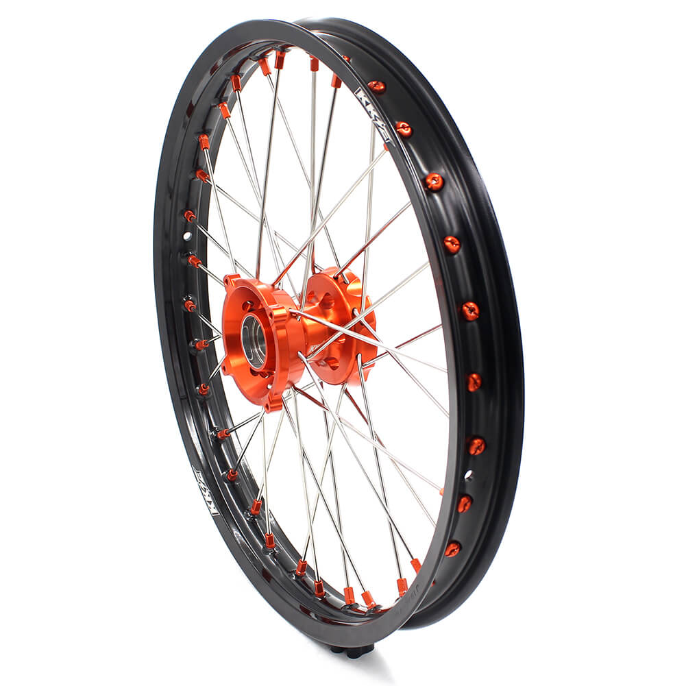 KKE 19in. 16in. Kid's Big Wheels Spoked Rims Fit KTM SX 85 2003-2020 Orange Nipples KKE Racing