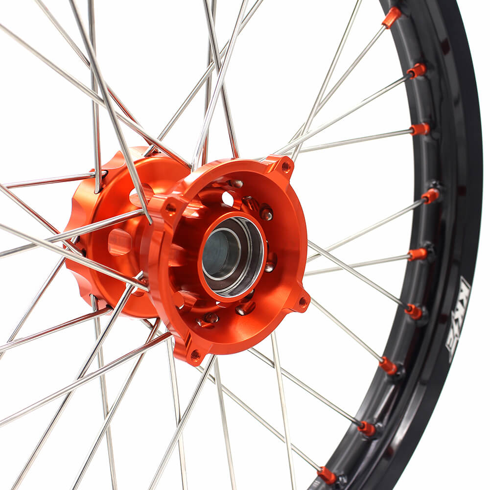 KKE 19in. 16in. Kid's Big Wheels Spoked Rims Fit KTM SX 85 2003-2020 Orange Nipples KKE Racing