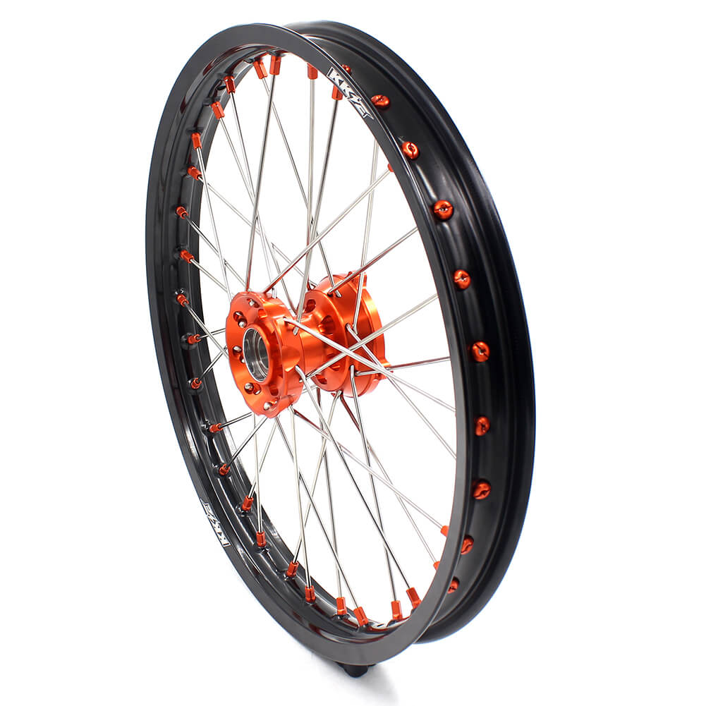 KKE 19in. 16in. Kid's Big Wheels Spoked Rims Fit KTM SX 85 2003-2020 Orange Nipples KKE Racing