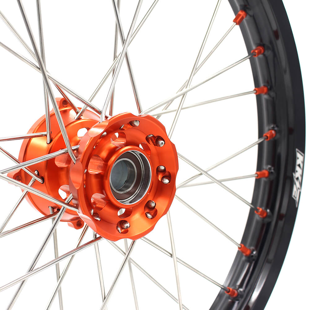 KKE 19in. 16in. Kid's Big Wheels Spoked Rims Fit KTM SX 85 2003-2020 Orange Nipples KKE Racing