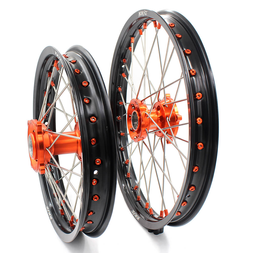 KKE 19in. 16in. Kid's Big Wheels Spoked Rims Fit KTM SX 85 2003-2020 Orange Nipples KKE Racing