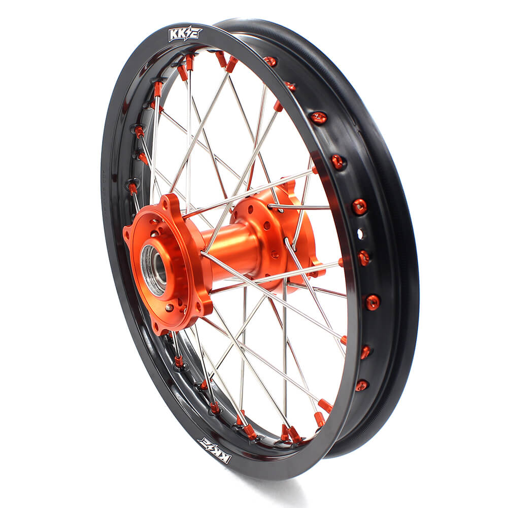 KKE 19in. 16in. Kid's Big Wheels Spoked Rims Fit KTM SX 85 2003-2020 Orange Nipples KKE Racing
