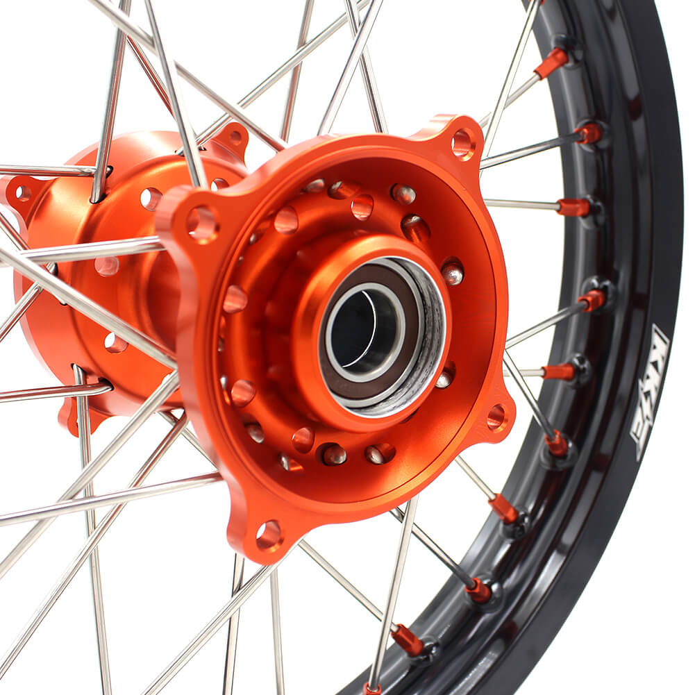 KKE 19in. 16in. Kid's Big Wheels Spoked Rims Fit KTM SX 85 2003-2020 Orange Nipples KKE Racing