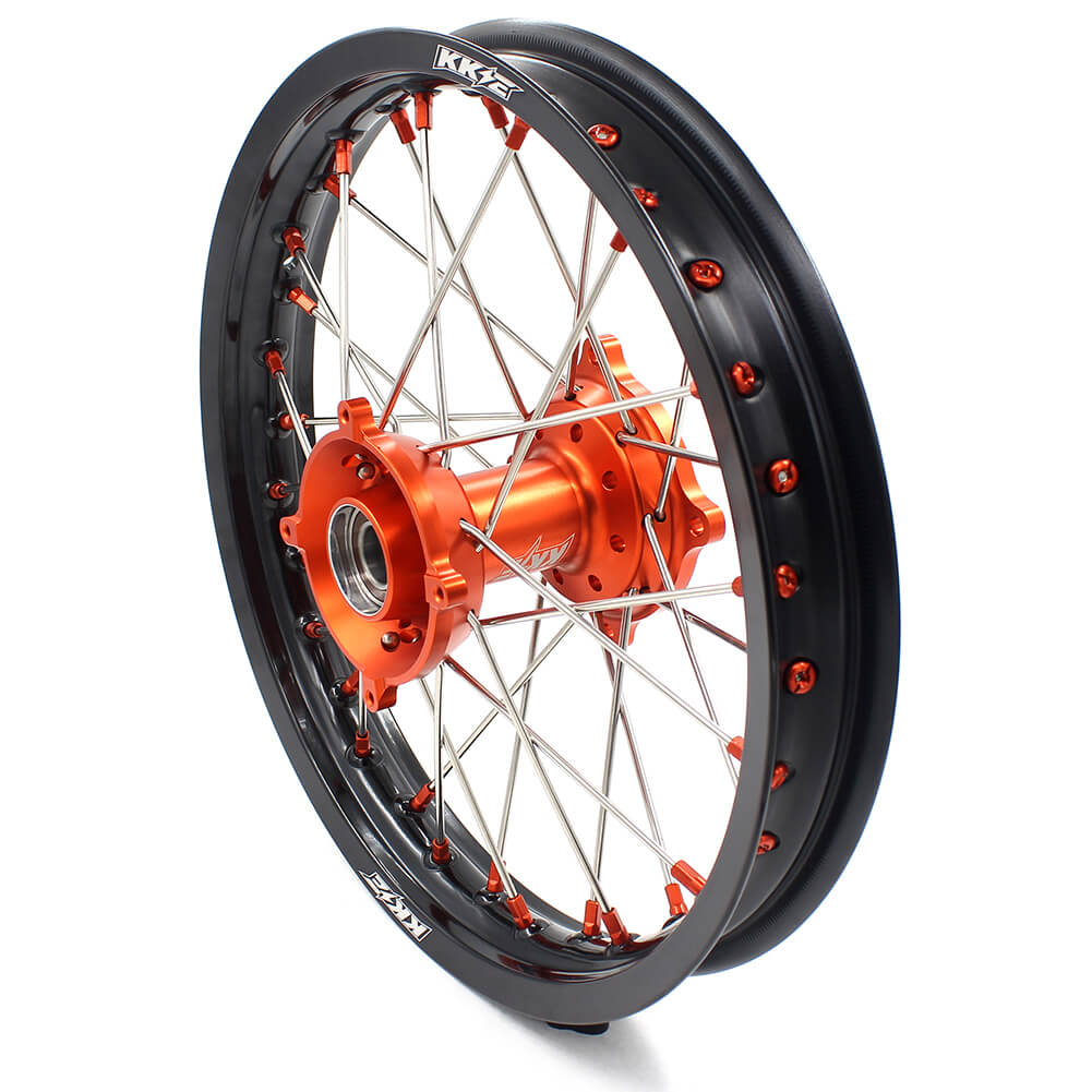 KKE 19in. 16in. Kid's Big Wheels Spoked Rims Fit KTM SX 85 2003-2020 Orange Nipples KKE Racing