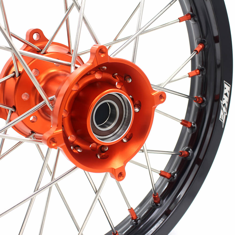 KKE 19in. 16in. Kid's Big Wheels Spoked Rims Fit KTM SX 85 2003-2020 Orange Nipples KKE Racing