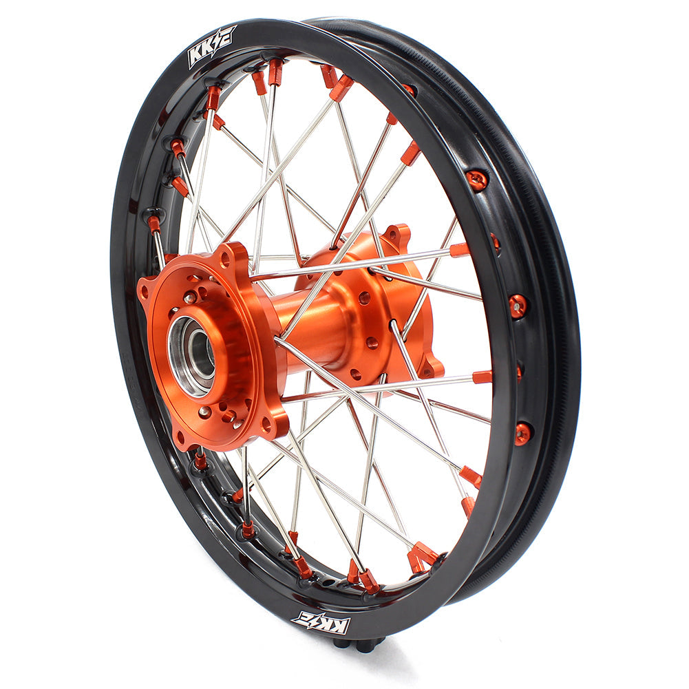 KKE 17"*1.4/14"*1.6 Small Kid's Wheels Rims Set For KTM SX 85 2021-2024 Orange Nipples KKE Racing