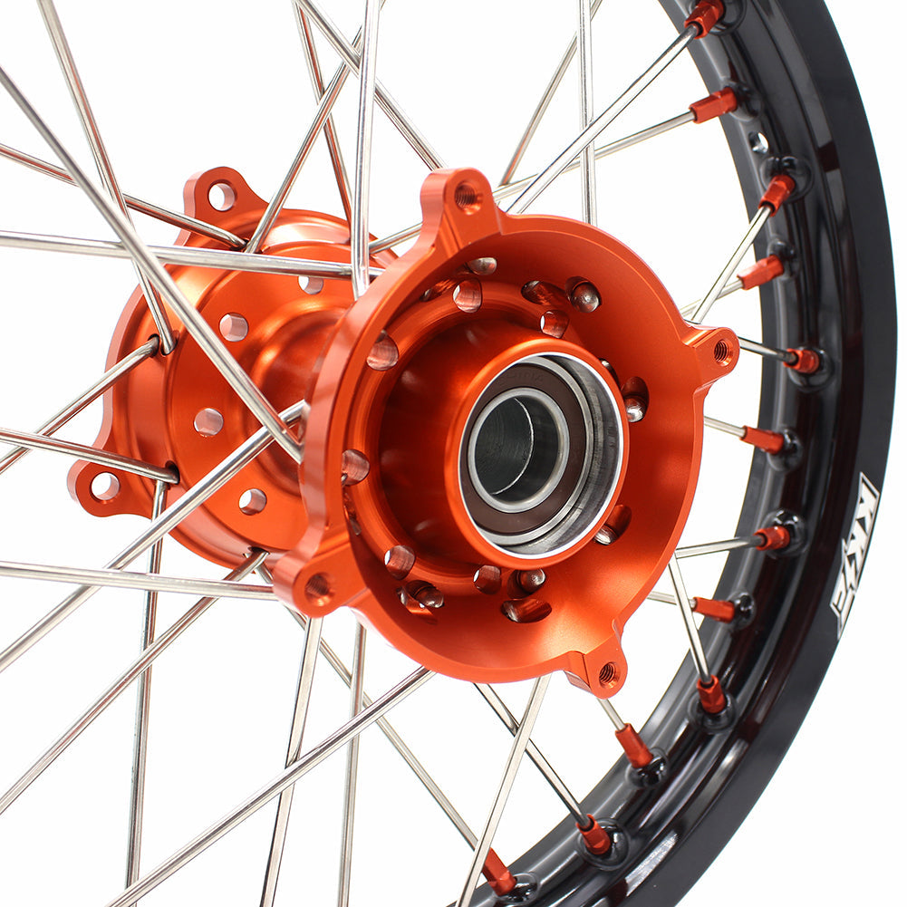 KKE 17"*1.4/14"*1.6 Small Kid's Wheels Rims Set For KTM SX 85 2021-2024 Orange Nipples KKE Racing