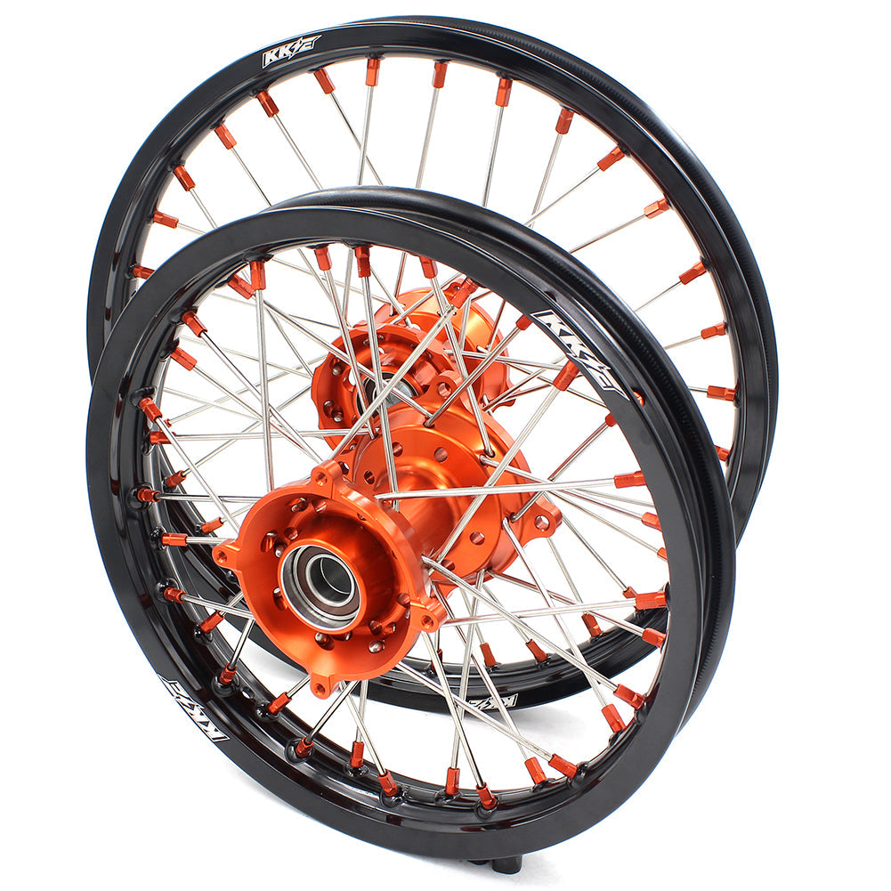 KKE 17"*1.4/14"*1.6 Small Kid's Wheels Rims Set For KTM SX 85 2021-2024 Orange Nipples KKE Racing