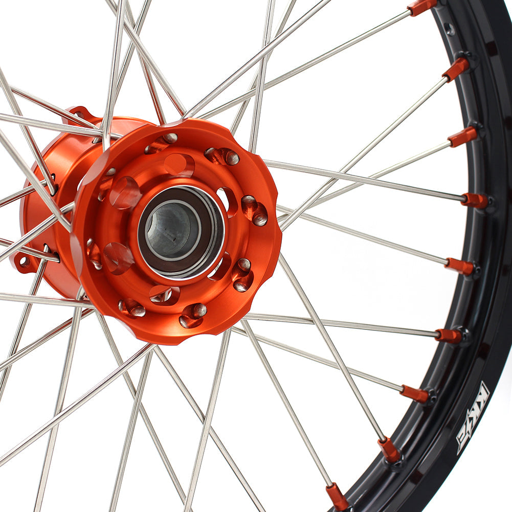 KKE 17"*1.4/14"*1.6 Small Kid's Wheels Rims Set For KTM SX 85 2021-2024 Orange Nipples KKE Racing