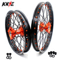 KKE 19"×1.6/16"×1.85 Spoke Kid's Big Wheels Rims Fit KTM SX 85 2003-2020 Orange Nipples & Black Spokes KKE Racing
