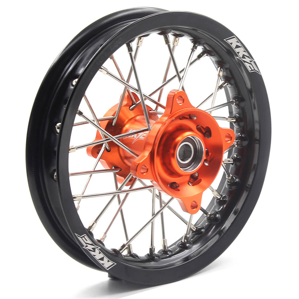 KKE 12/10 Mini Kid's Wheels For KTM SX50 2014-2023 GAS GAS MC50 2021-2023 Dirtbikes Orange Hub KKE Racing
