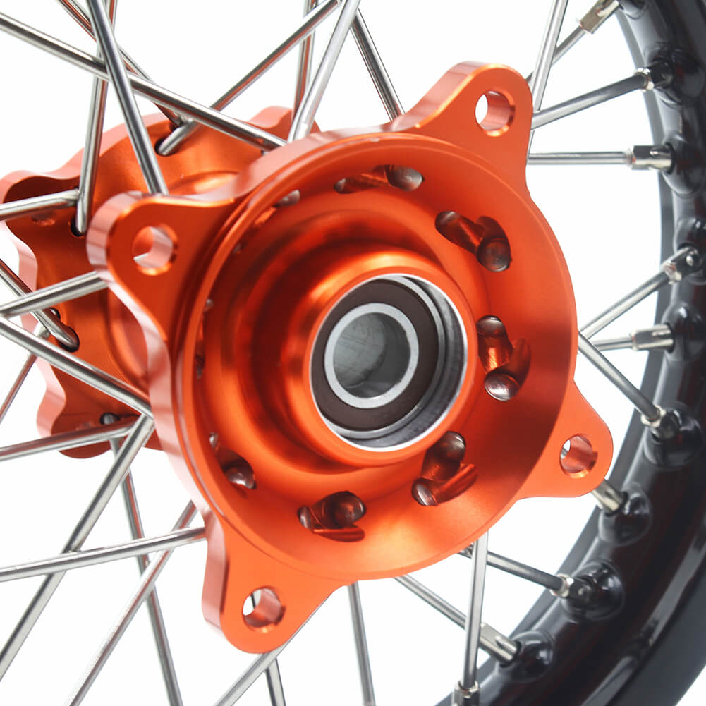 KKE 12/10 Mini Kid's Wheels For KTM SX50 2014-2023 GAS GAS MC50 2021-2023 Dirtbikes Orange Hub KKE Racing