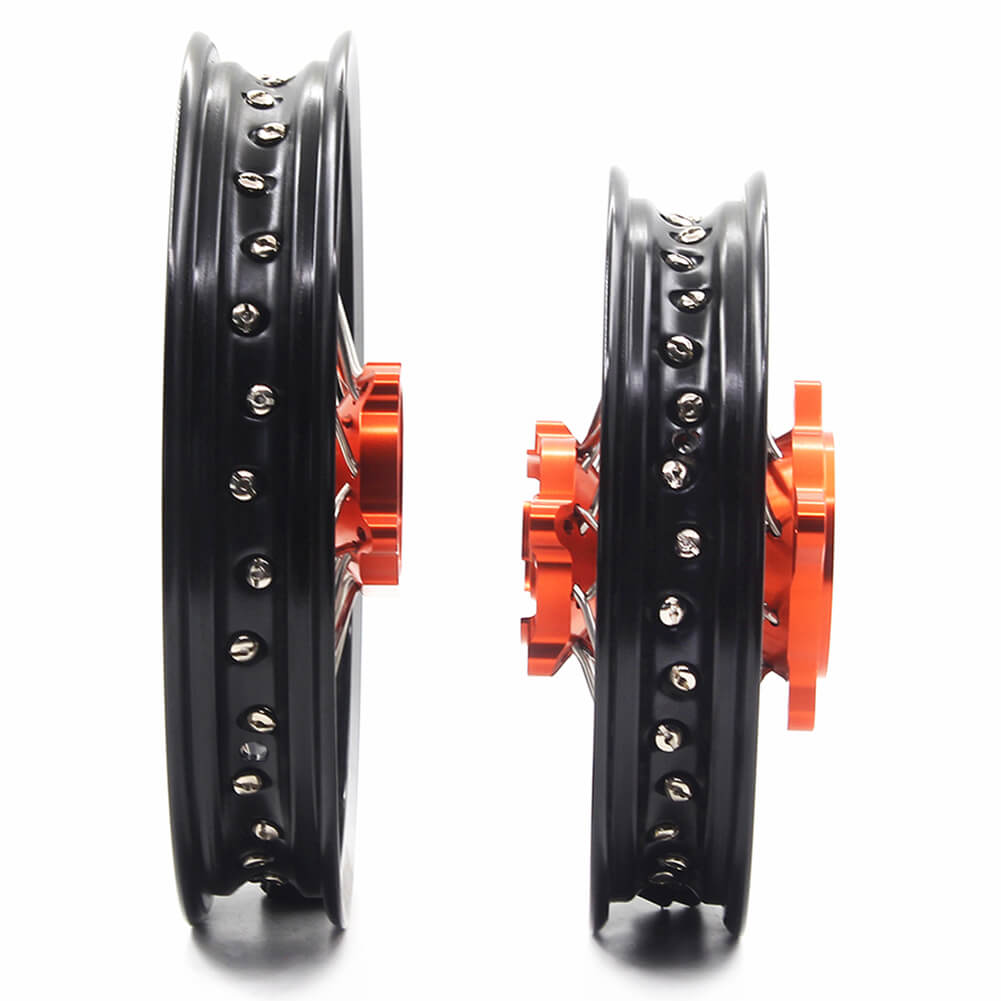 KKE 12/10 Mini Kid's Wheels For KTM SX50 2014-2023 GAS GAS MC50 2021-2023 Dirtbikes Orange Hub KKE Racing