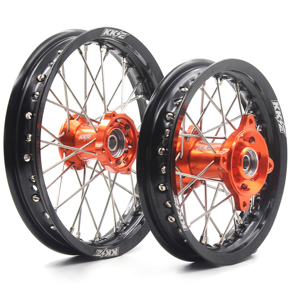 KKE 12/10 Mini Kid's Wheels For KTM SX50 2014-2023 GAS GAS MC50 2021-2023 Dirtbikes Orange Hub KKE Racing