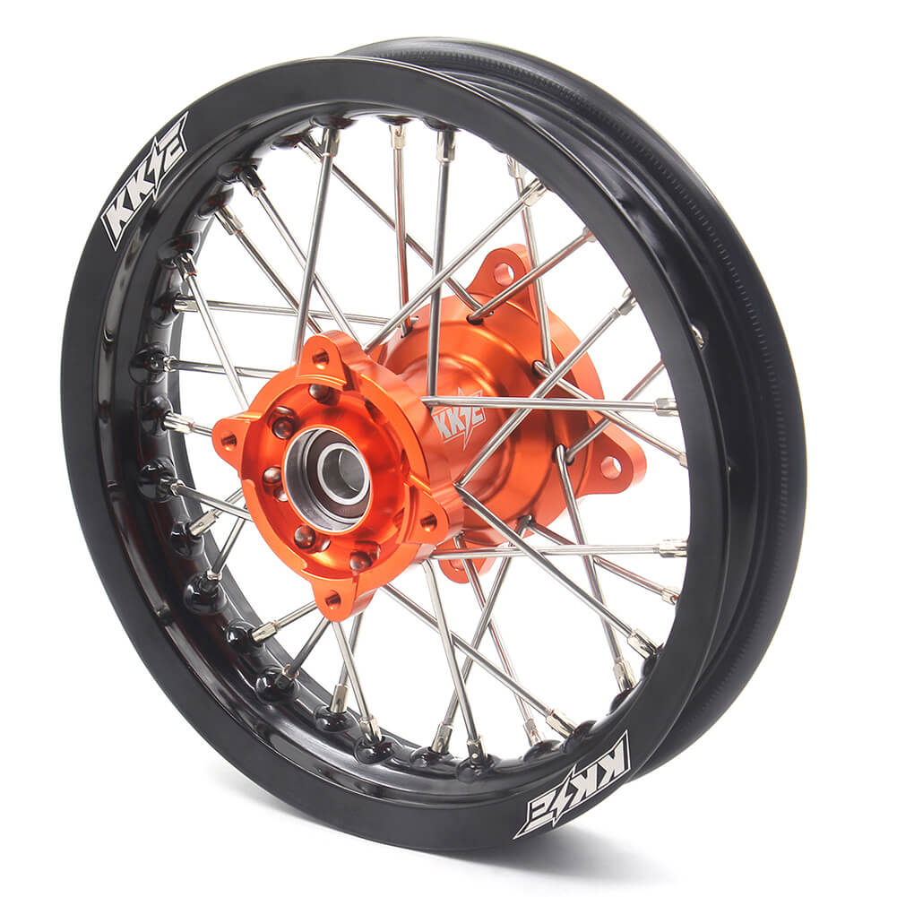KKE 12/10 Mini Kid's Wheels For KTM SX50 2014-2023 GAS GAS MC50 2021-2023 Dirtbikes Orange Hub KKE Racing