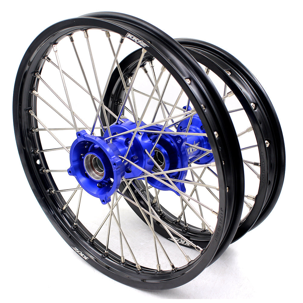 KKE 17"*1.4/14"*1.6 Spoked Kid's Big Wheels Rims Fit KTM SX 85 2003-2020 Husqvarna TC 85 2014-2020 Blue Hub KKE Racing